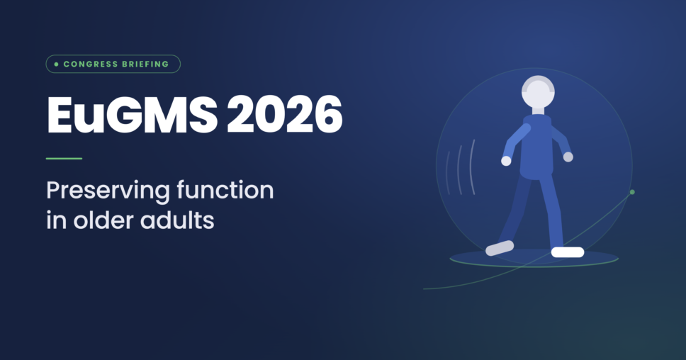 Banner for EuGMS 2026 Congress Briefing: preserving function in older adults, showing a stylized person inside a circular shield on a blue gradient background